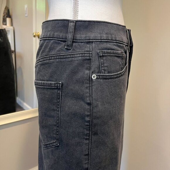 NWT Express Black Super High Rise Denim Maxi Skirt with slit, Size 8 - Picture 6 of 15